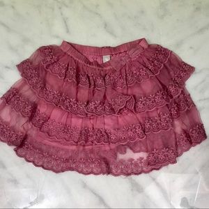 tu • mauve pink purple mesh lace tiered skirt 7y